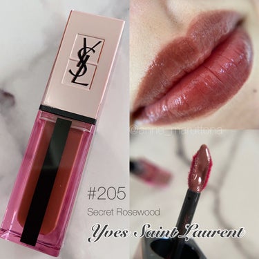 ルージュ ピュールクチュール ヴェルニ ウォーターグロウ No.205 シークレッドローズウッド/YVES SAINT LAURENT BEAUTE/口紅を使ったクチコミ（1枚目）