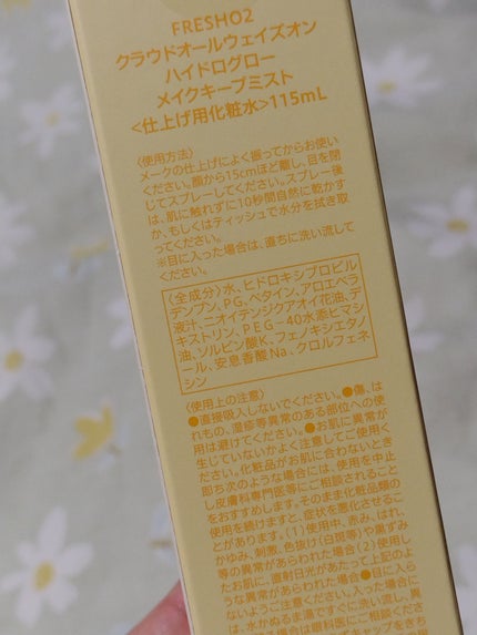 クラウドオールウェイズオン ハイドログロー メイクキー プミスト/FRESHO2/フィックスミストを使ったクチコミ(3枚目)