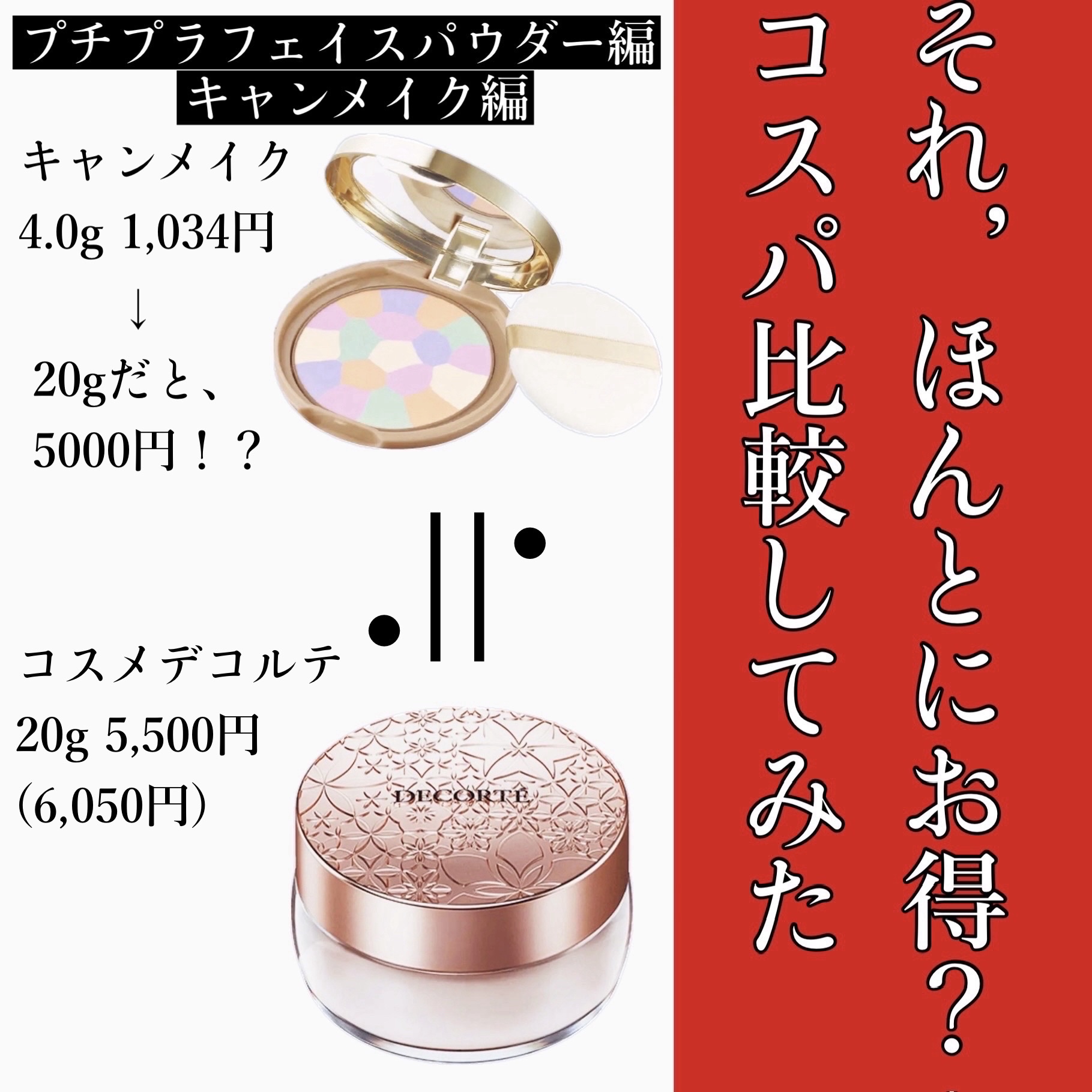 DECORTÉ・キャンメイクのフェイスパウダーを使った口コミ -\思ったより