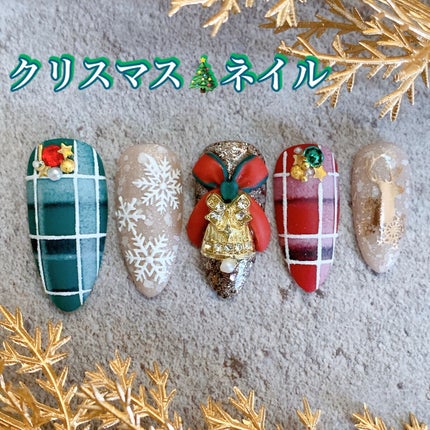 mizuki꙳ネイリスト on LIPS 「こんにちは✨❤️今回はクリスマスネイルデザインを紹介します✨🥰..」(1枚目)