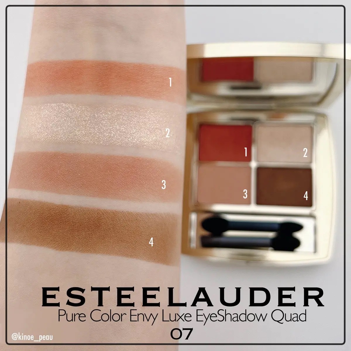 ピュア カラー エンヴィ リュクス アイシャドウ クアッド  07 ボホ ローズ/ESTEE LAUDER/アイシャドウパレットを使ったクチコミ（3枚目）