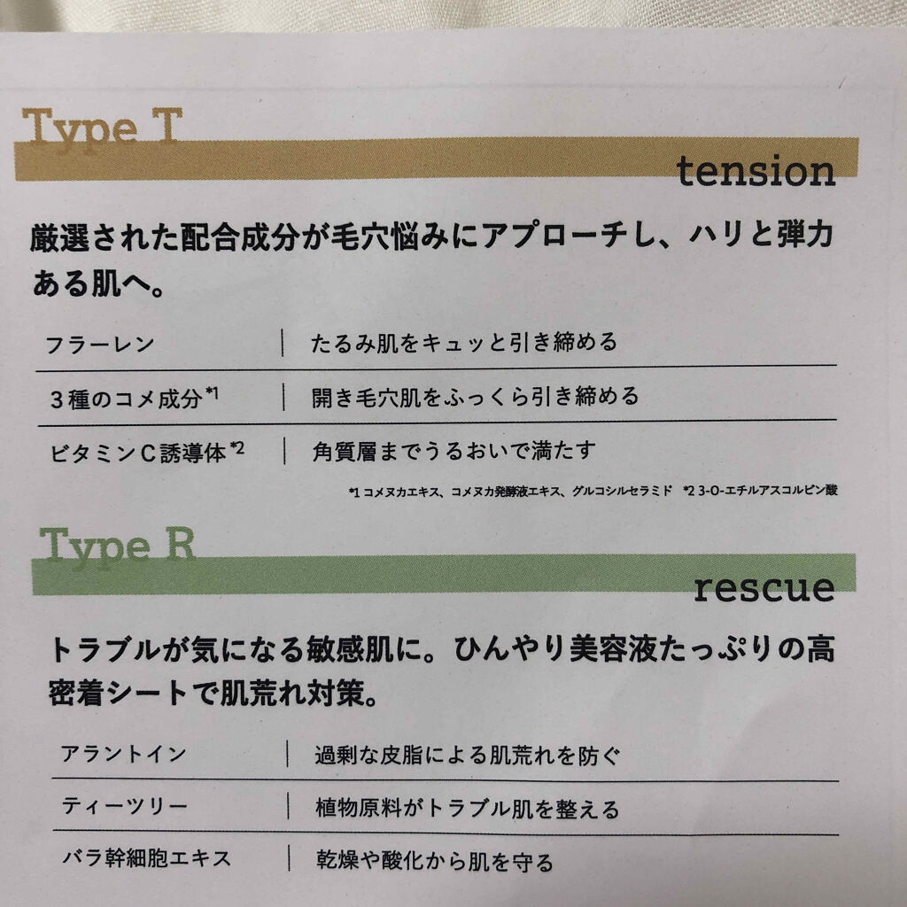 Updating Mask 1.0.0 Type T（毛穴対策）／tension 1セット5枚入り/meol/シートマスク・パックを使ったクチコミ（2枚目）