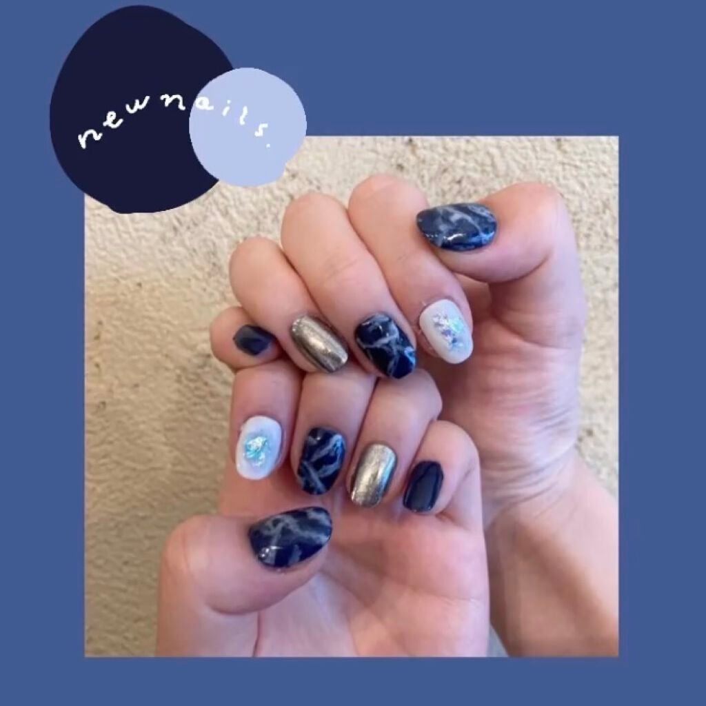 凛 on LIPS 「大理石ネイル!!全部100均のものです!100均すごし!親指と..」(1枚目)