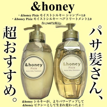 &honey ＆honey ピクシーモイストシルキー　シャンプー1.0/ヘアトリートメント2.0のクチコミ「＼パワーアップした&honey！🍯／
 
&honey
・&honey Pixie モイストシ.....」（2枚目）