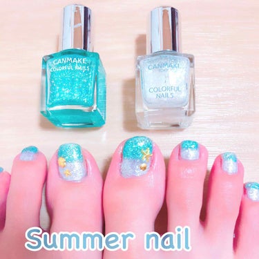 💙夏ネイル💙
白い砂浜のビーチをテーマにしたネイルカラー💅💎✨
夏っぽい感じと爽やかなカラーで涼しげに♡
たった2本で可愛くでき、後は貝殻やヒトデのパーツをつけると更に夏感がでるよ👍

CANMAKE 