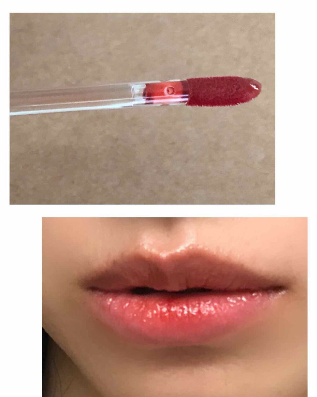 グラスティングウォーターティント 01 コーラル ミスト/rom&nd/リップティントを使ったクチコミ（3枚目）