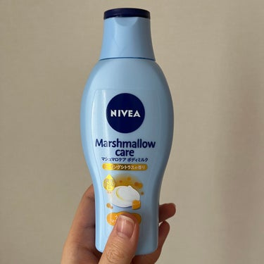 NIVEA
マシュマロケア ボディミルク
全2種類
Price 770yen


・ヒーリングシトラスの香り
夏にぴったりな柑橘系の香りです！
強く香らず、ふわっと香るので落ち着きます😌

・シルキーフ