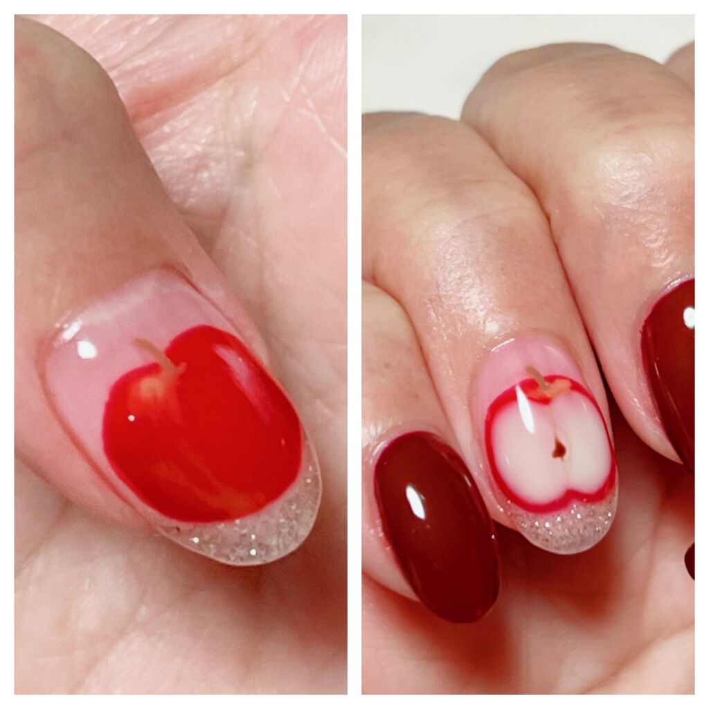 かぶららら on LIPS 「ネイルを変えました🙃りんご🍎ネイルです。赤いのも断面もかわいい..」(3枚目)