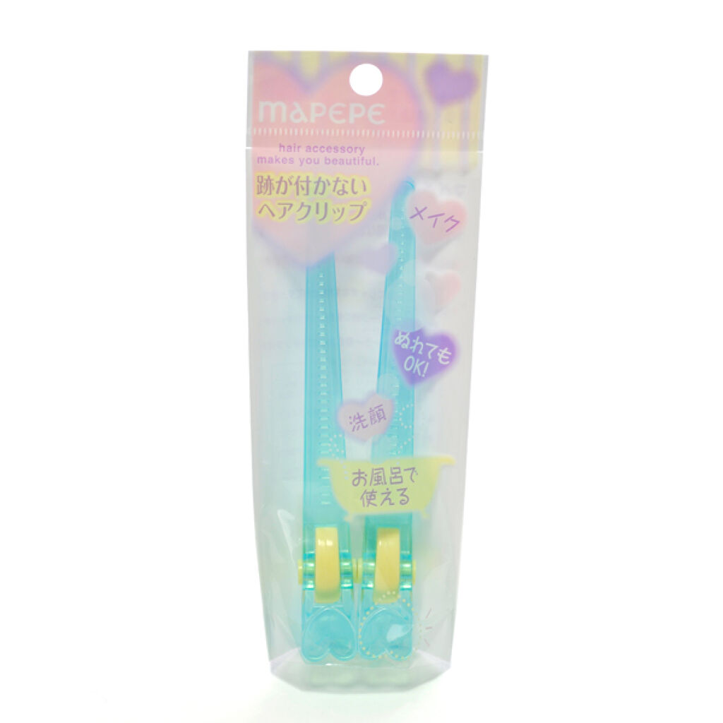跡が付かないヘアクリップ 2P BL×YE