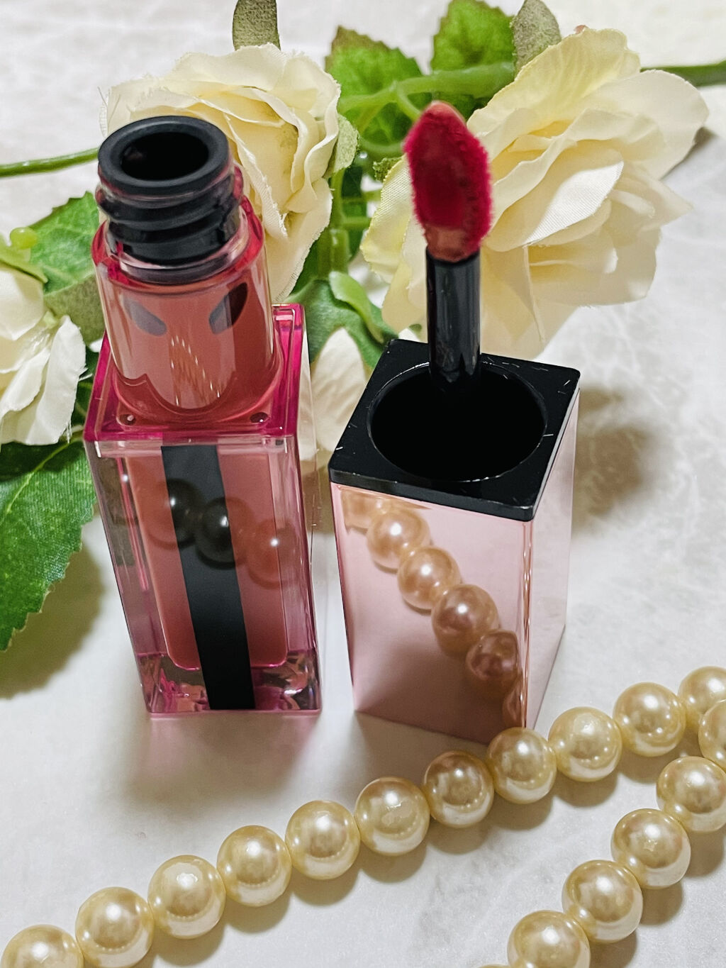 ルージュ ピュールクチュール ヴェルニ ウォーターグロウ No.207 イリーガル ロージィヌード/YVES SAINT LAURENT BEAUTE/口紅を使ったクチコミ（2枚目）