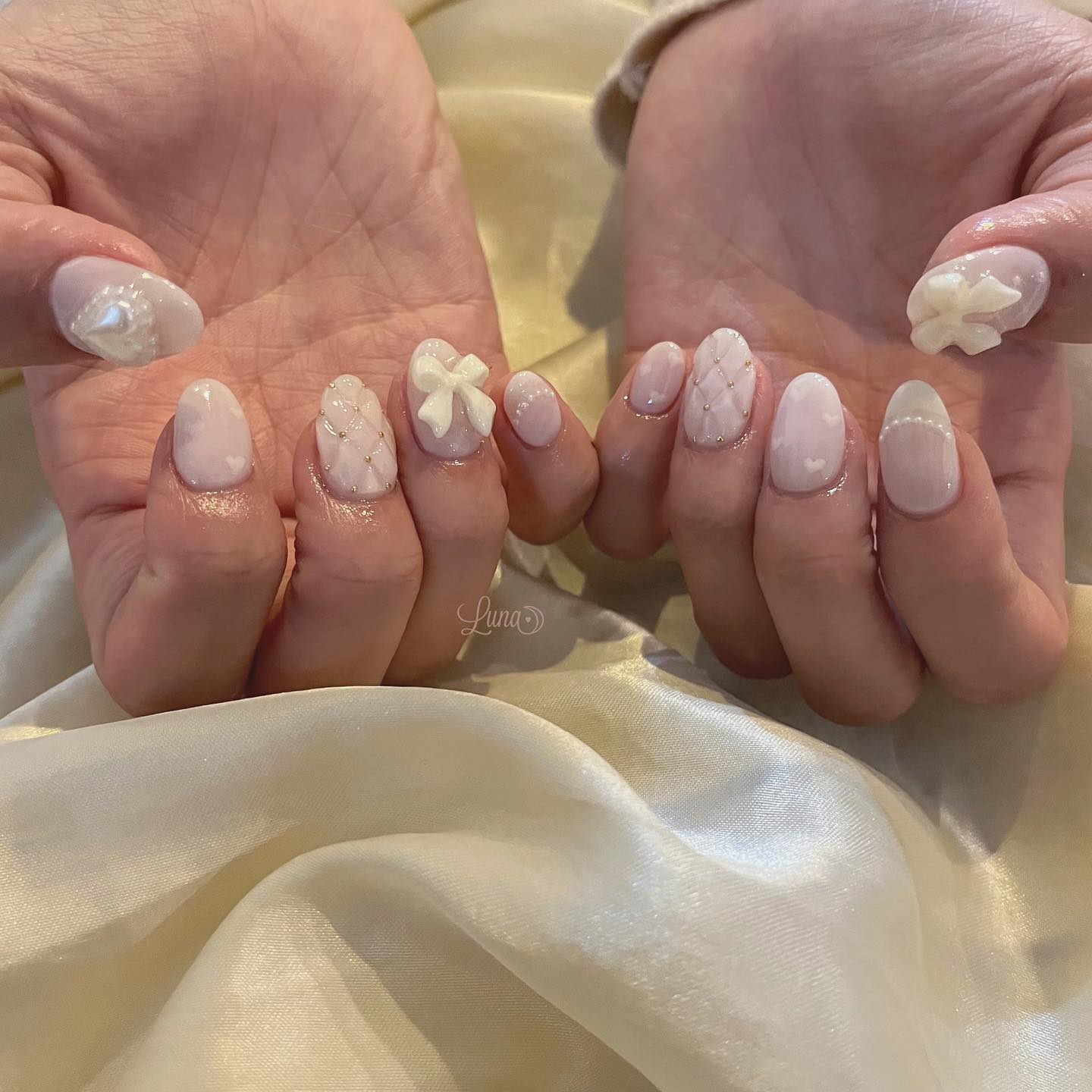 #ジェルネイル,#ワンカラーネイル,#ニュアンスネイル,#うるうるネイル,#ちゅるんネイル,#シンプルネイル,#パーツネイル,#透け感ネイル,#クリアネイル,#ぷっくりネイル,#ちぐはぐネイル,#韓国ネイル,#きらきらネイル,#うるつやネイル,#フレンチガーリーネイル,#キルティングネイル,#リボンネイル,#ピンクネイルのネイルデザイン