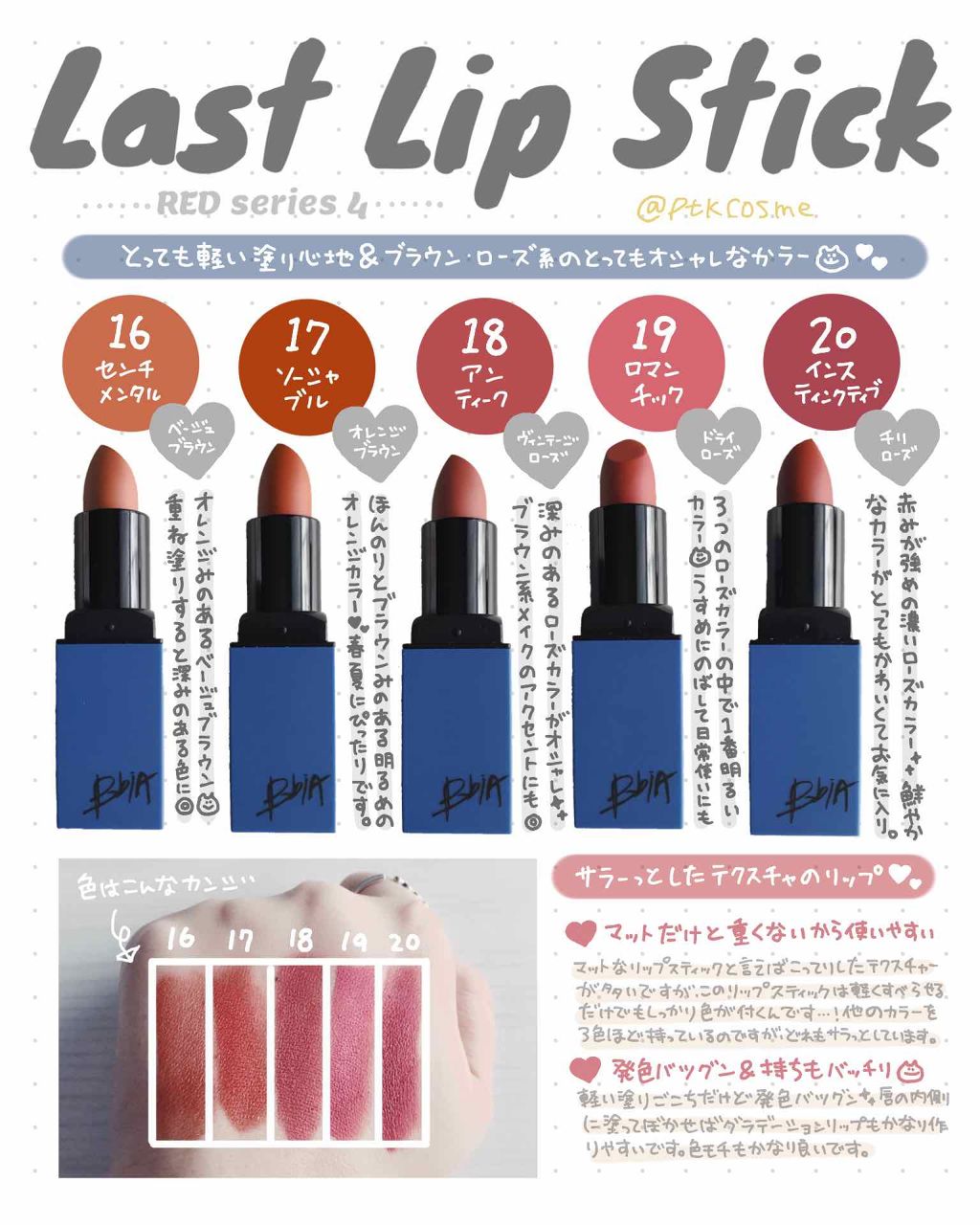 ラストリップスティック 4/BBIA/口紅を使ったクチコミ（1枚目）