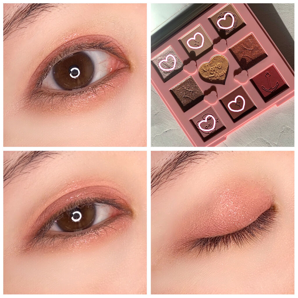 Love Bear 9色 アイシャドウパレット ストロベリーミルク/FlowerKnows/アイシャドウパレットを使ったクチコミ（3枚目）