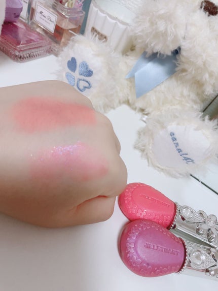 ジルスチュアート ブルームドロップ リップ&チーク シフォン 102 twinkle dream(限定色)/JILL STUART/リキッドチークを使ったクチコミ(1枚目)