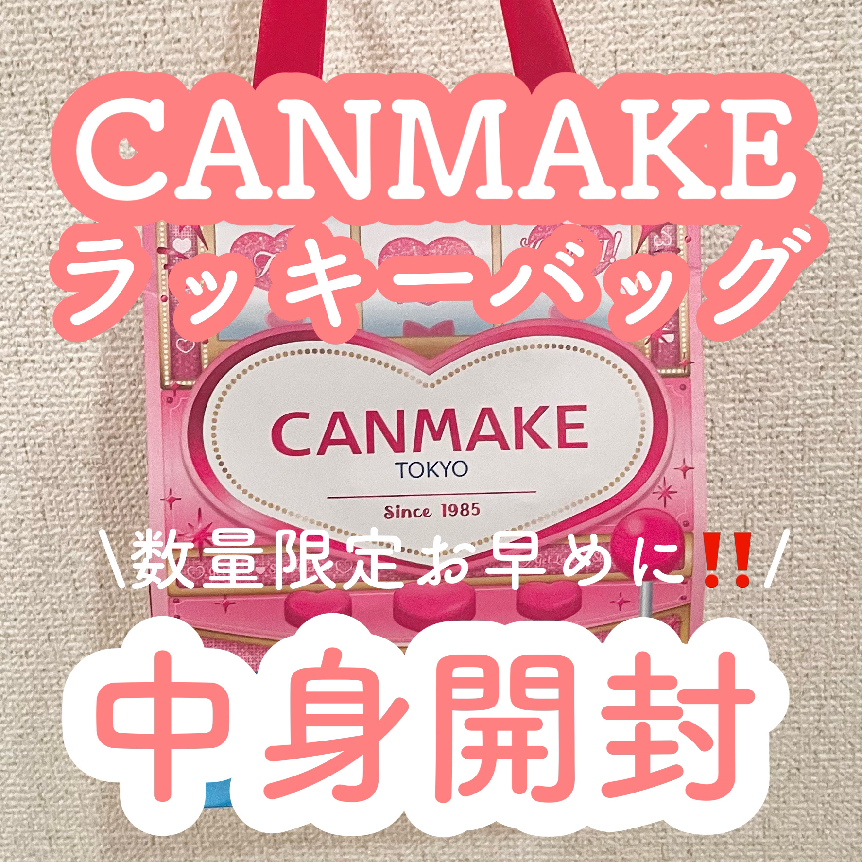 毎年恒例！キャンメイクの福袋🎍🌅



今回もとってもお得なCANMAKEのラッキーバッグが出ていました！

私はアインズ＆トルペで購入しました🙂



全体的にイエベよりな感じのラインナップ！


紙袋の裏に何が入っているか色味まで
