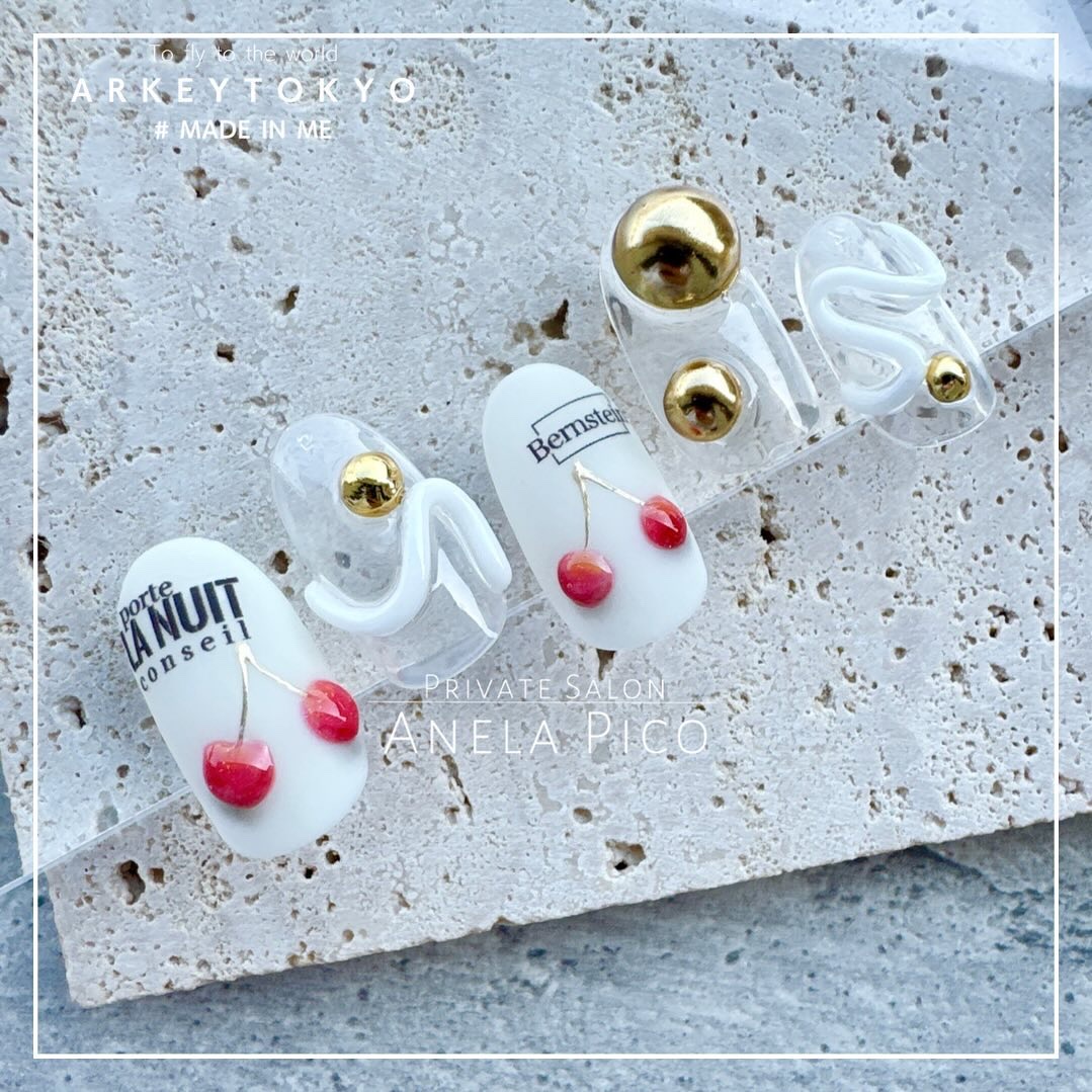 #ネイル,#純国産ジェルネイル,#ジェルネイル,#チェリーネイル,#さくらんぼネイルのネイルデザイン