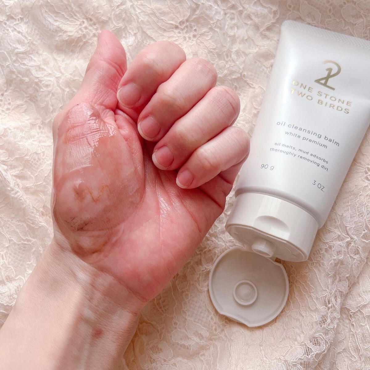 オイルクレンジングバーム ホワイトプレミアム/ONE STONE TWO BIRDS/クレンジングバームを使ったクチコミ(6枚目)