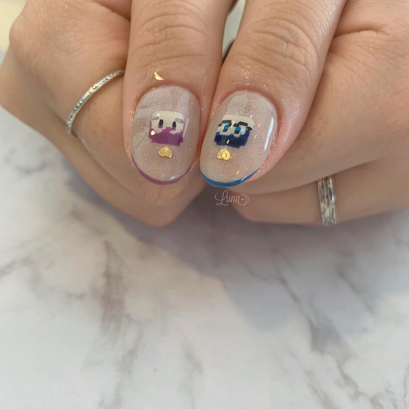 Iuna. Mizuki on LIPS 「.ドット絵イベント仕様に💜💙イラストご希望の方はご予約時にお伝..」(2枚目)