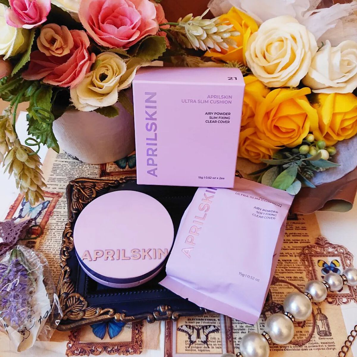 ウルトラスリムクッション＋レフィルセット 21号ライトベージュ/APRILSKIN/クッションファンデーションを使ったクチコミ（1枚目）