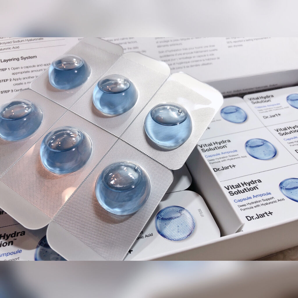 Dr.Jart＋ ドクタージャルト バイタル ハイドラ ソリューション カプセルアンプルのクチコミ「肌が蘇る。鎮静＋強力水分チャージ‎𓂃 𓈒𓏸48時間保湿持続力！輝かしいツヤ肌へ🧖‍♀️💎.◌*.....」（2枚目）