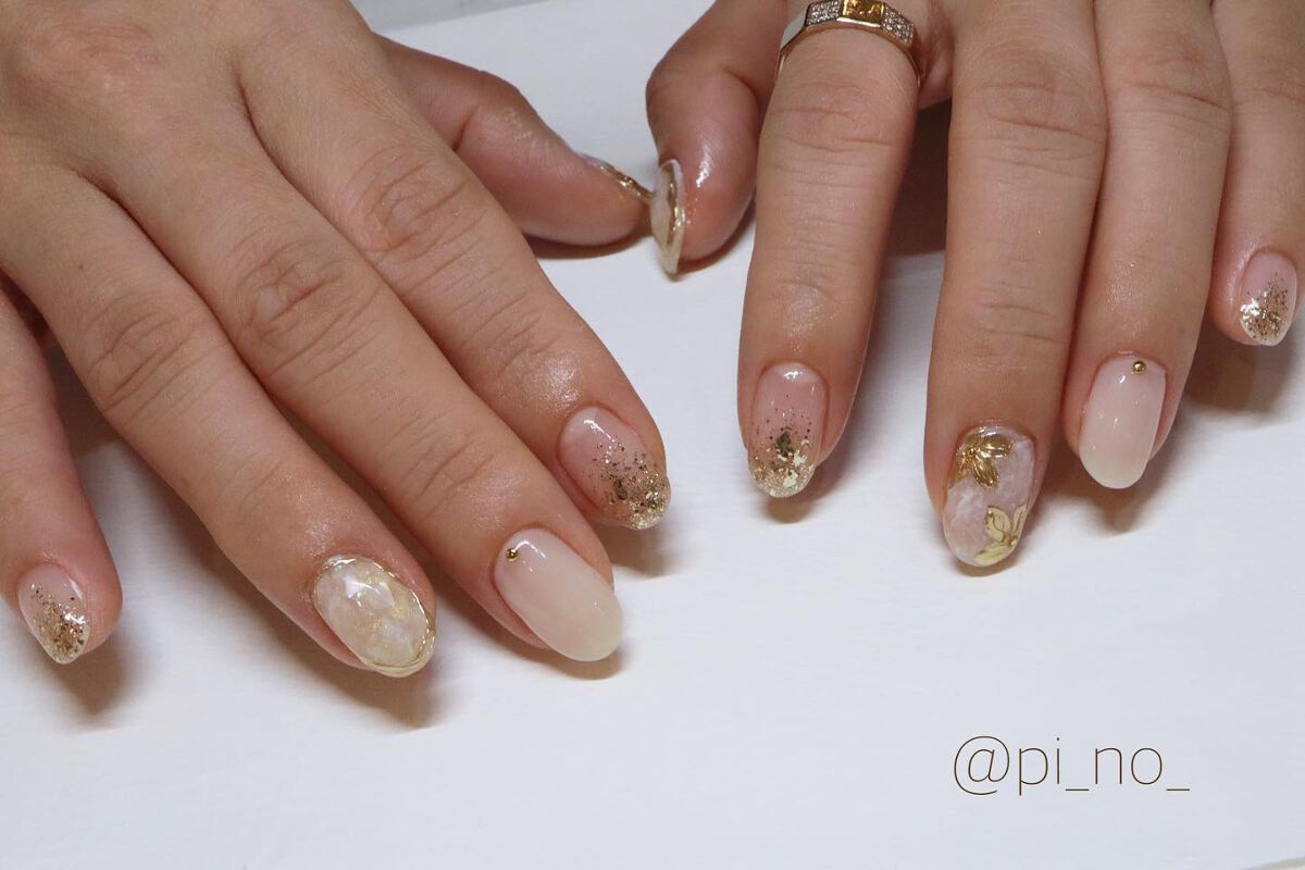 #お花ネイル,#春ネイル,#シェルネイルのネイルデザイン