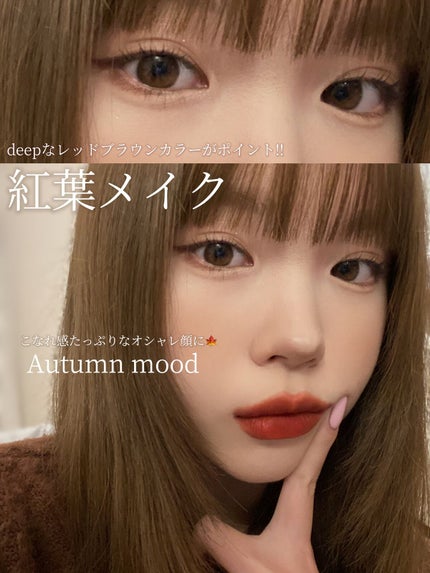 エルシア プラチナム くり出し ジェルアイライナーのクチコミ「♡紅葉メイクでおしゃれ顔に♡
もう秋越えて凍えるくらい寒いけど、
秋気分をまだ味わいたい.....」(1枚目)