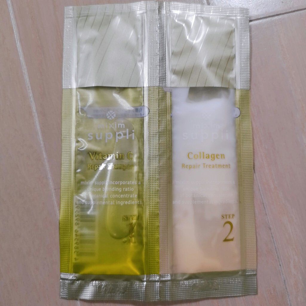 ビタミン リペアシャンプー／コラーゲン リペアヘアトリートメント お試し用/mixim suppli/市販シャンプーを使ったクチコミ（1枚目）