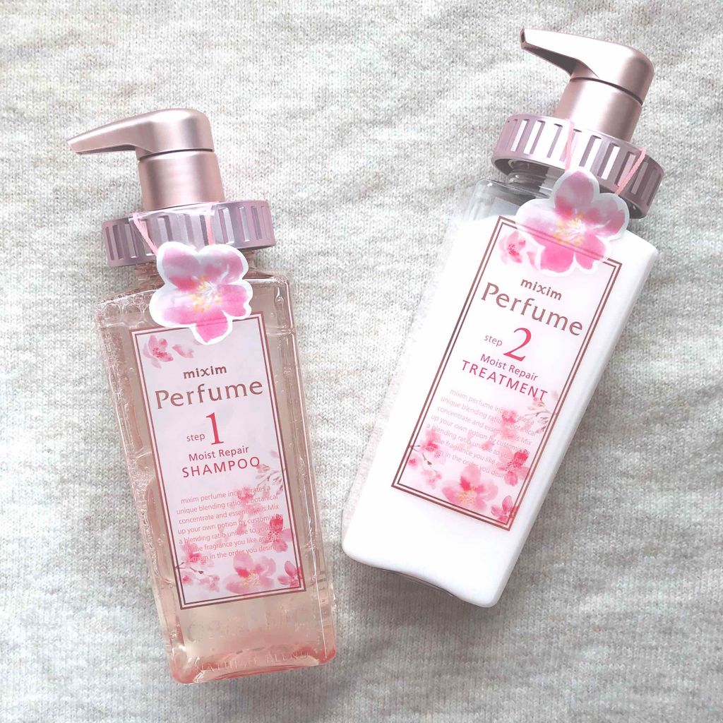 ミクシムパフューム モイストリペア 限定チェリーブロッサム シャンプー＆ヘアトリートメントペアセット /mixim Perfume/市販シャンプーを使ったクチコミ（1枚目）