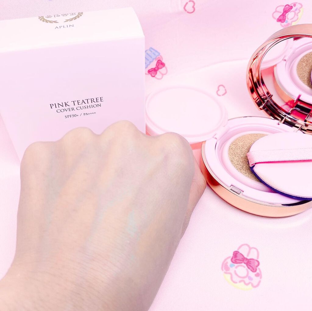 ピンクティーツリーカバークッション/APLIN/クッションファンデーションを使ったクチコミ(6枚目)