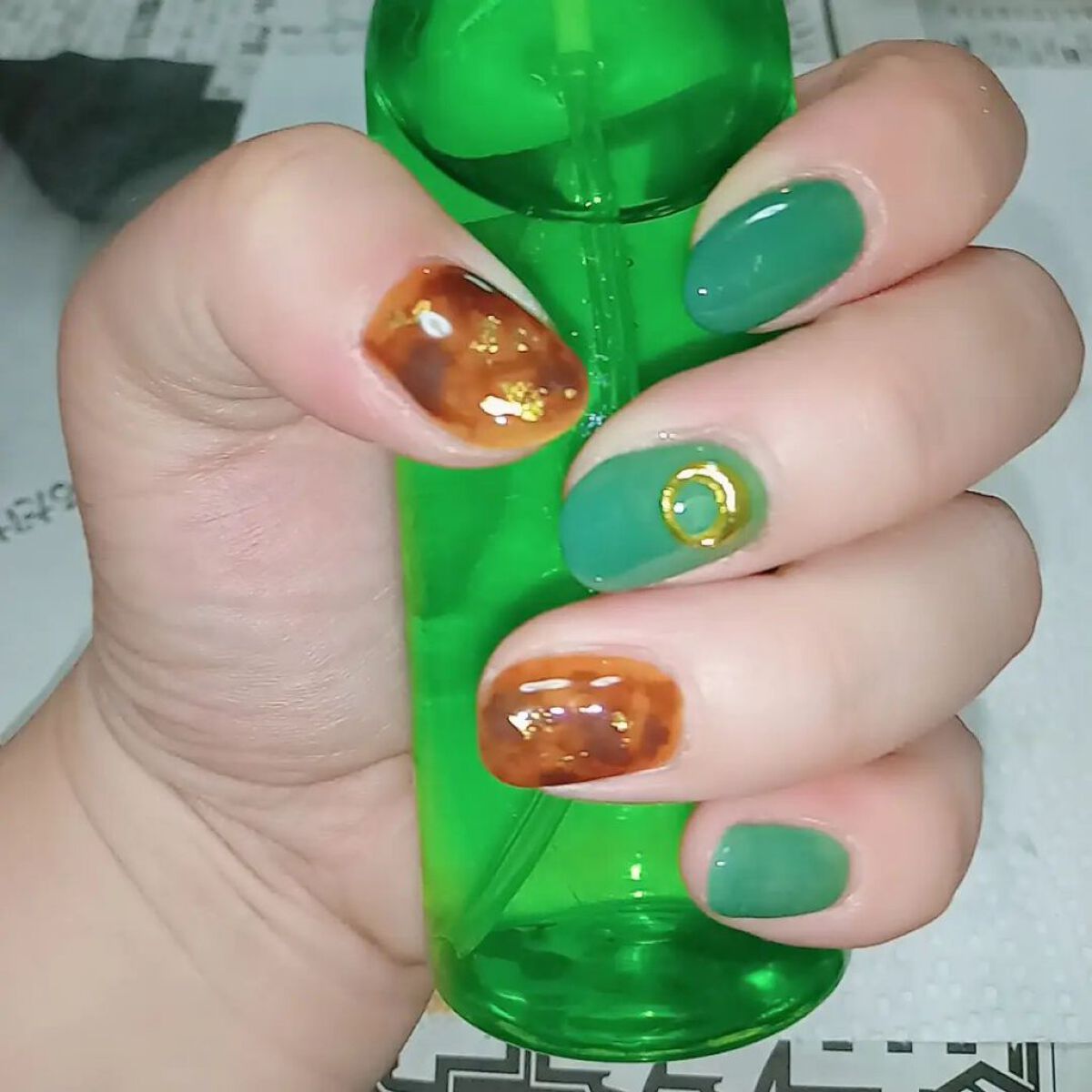 #べっこうネイル,#秋ネイル,#セルフネイルのネイルデザイン