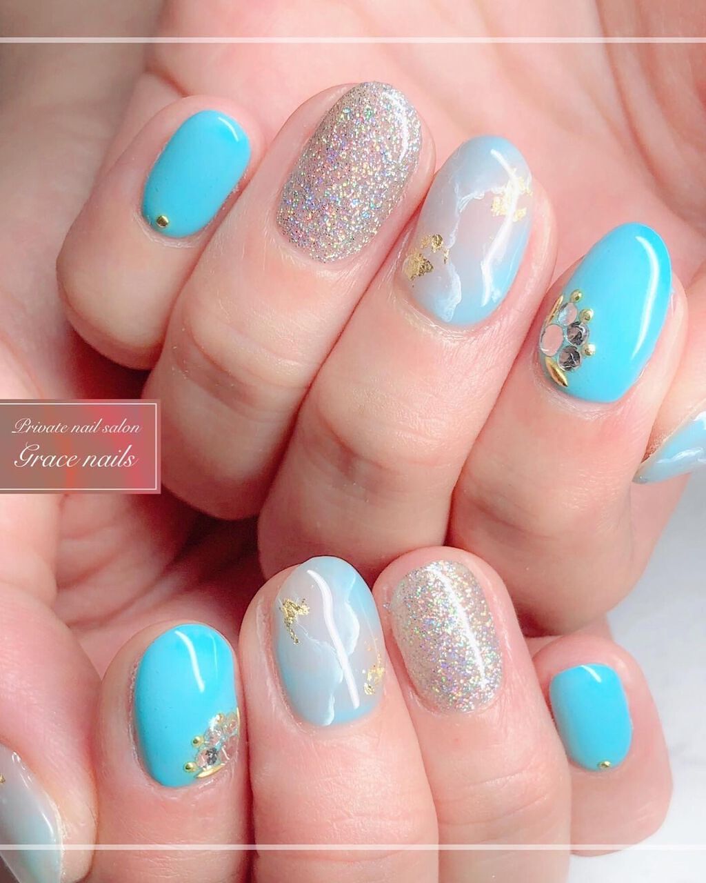 なぁな on LIPS 「⁑私の癒しネイルサロン💅へ…💙爪が伸びてきても絶対に割れたりし..」(3枚目)