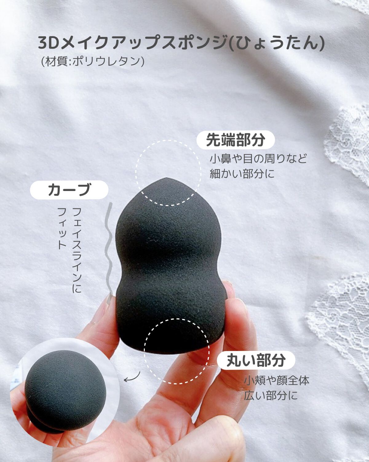 3Dメイクアップスポンジ(ホイップ型)/DAISO/パフ・スポンジを使ったクチコミ(3枚目)