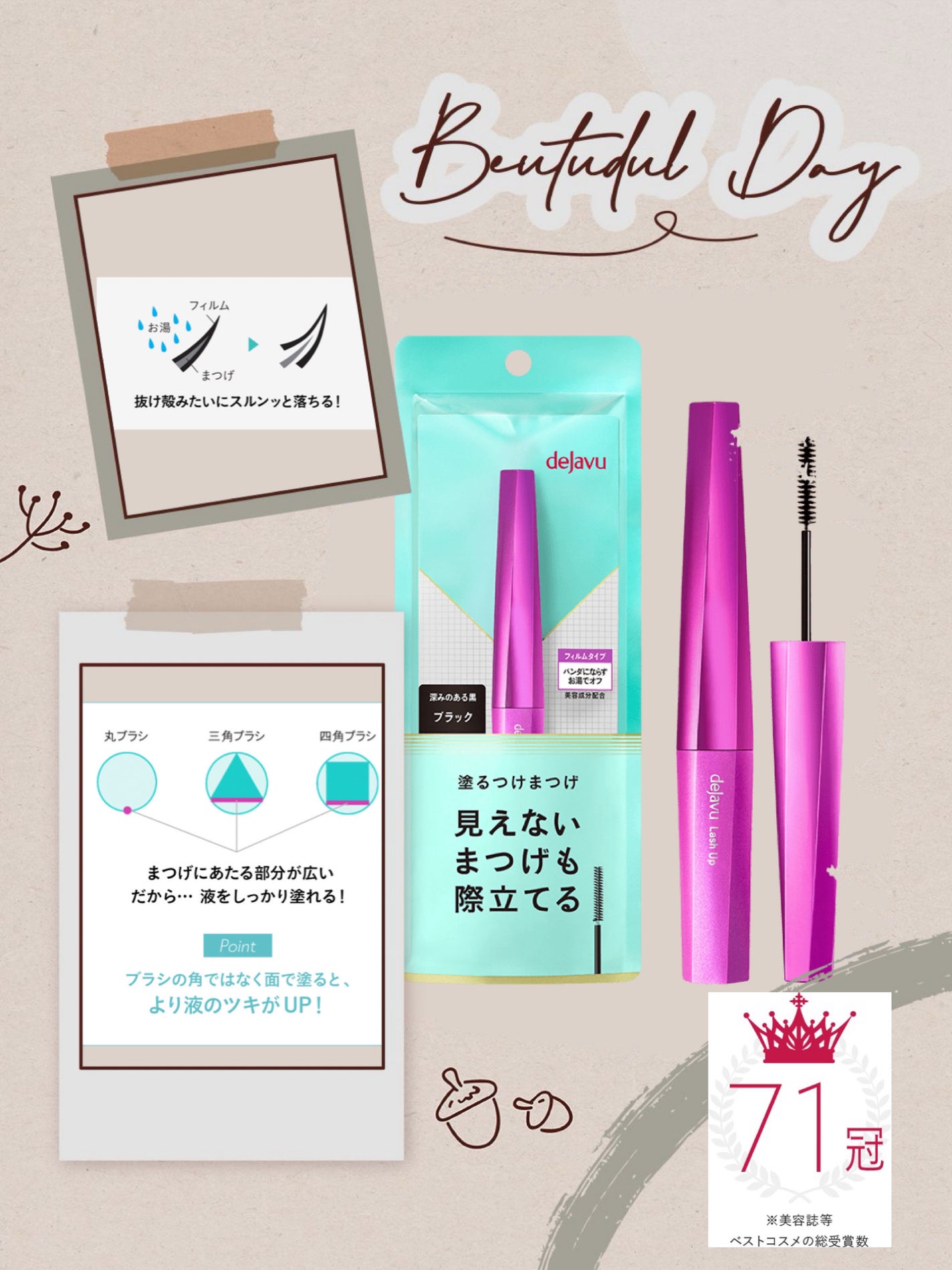 「塗るつけまつげ」自まつげ際立てタイプ/デジャヴュ/マスカラを使ったクチコミ(1枚目)