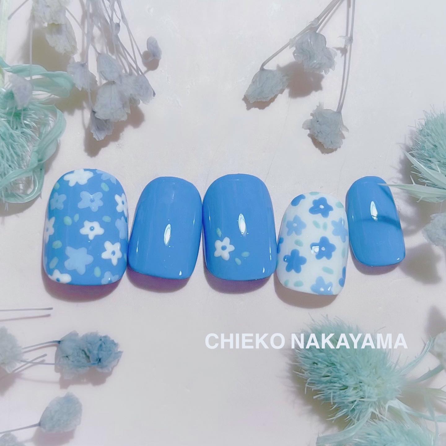 #ネイル,#花柄ネイルのネイルデザイン