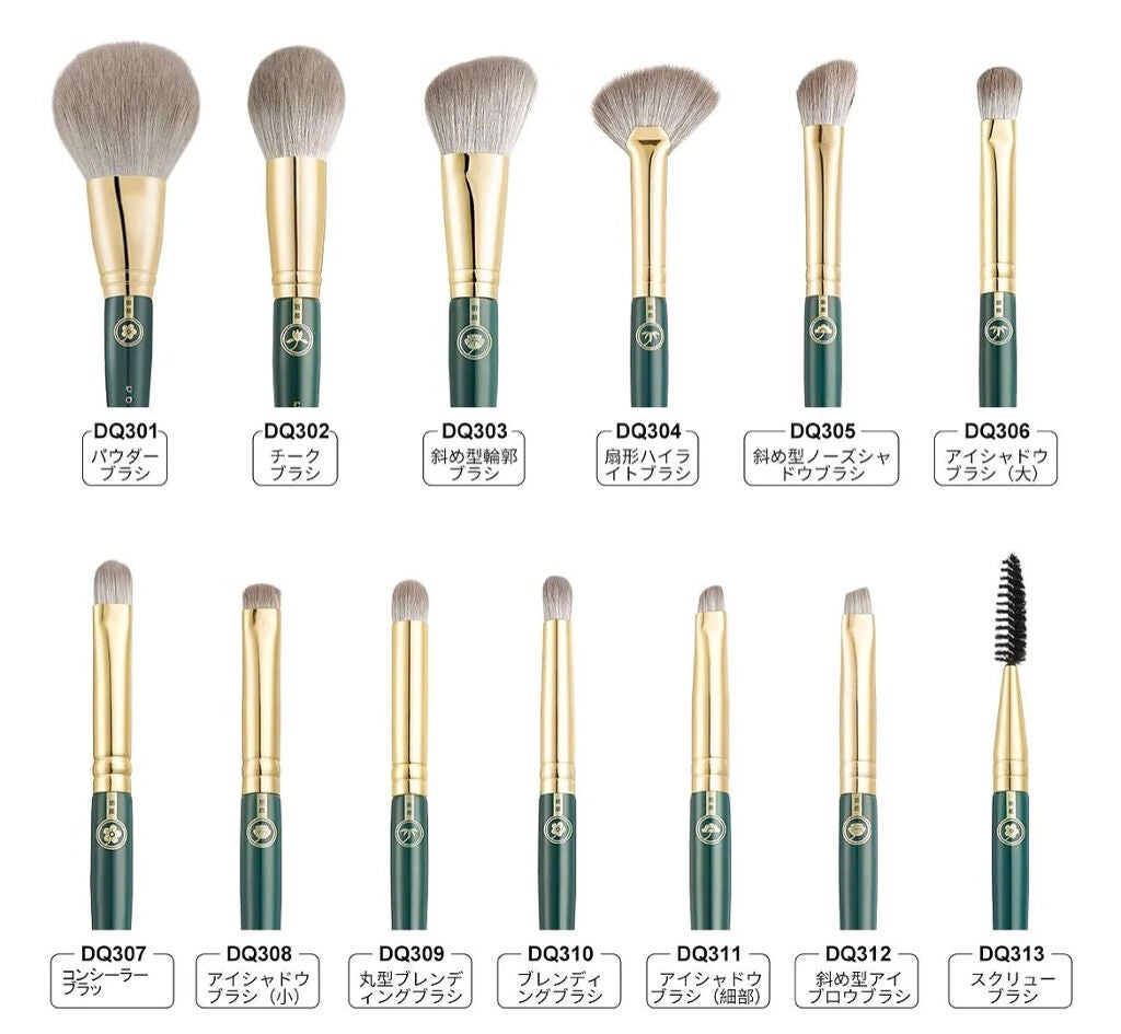 ROWNYEON 緑姫シリーズ メイクブラシ13本セット 化粧ポーチ付き/Rownyeon/メイクブラシを使ったクチコミ(2枚目)