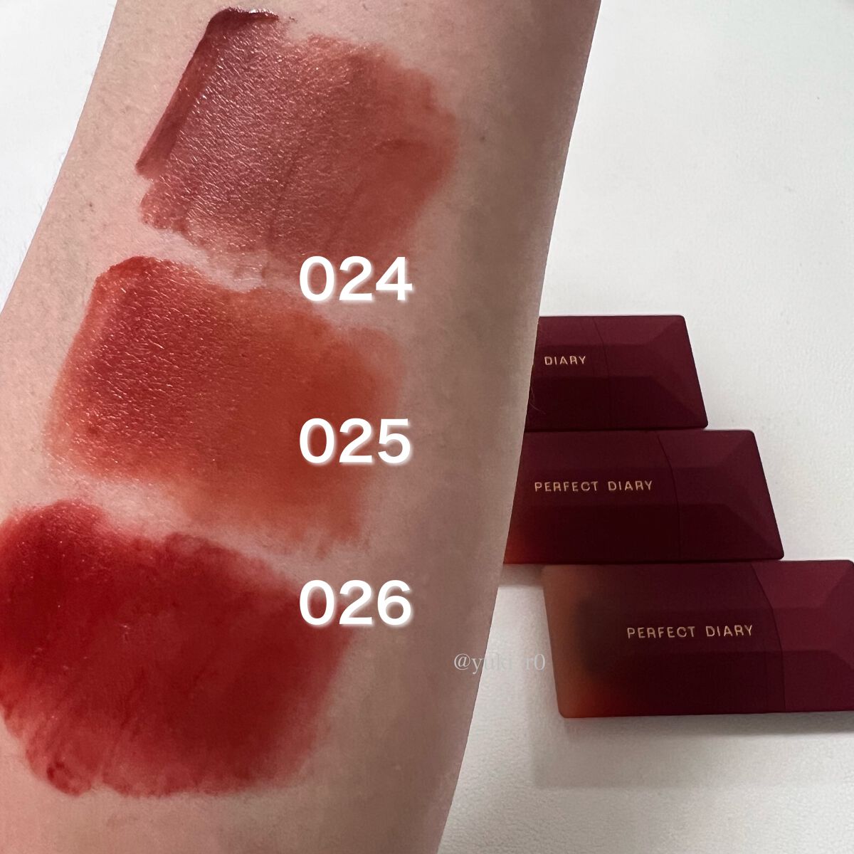 READ ME ベルベットマット リップティント赤狐限定 024 Hint/PERFECT DIARY/リップティントを使ったクチコミ（3枚目）