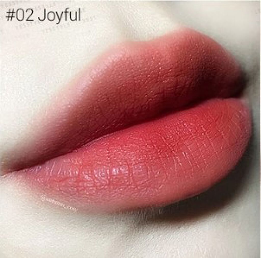 ゼロベルベットティント 02 ジョイフル(JOYFUL)/rom&nd/リップティントを使ったクチコミ（2枚目）
