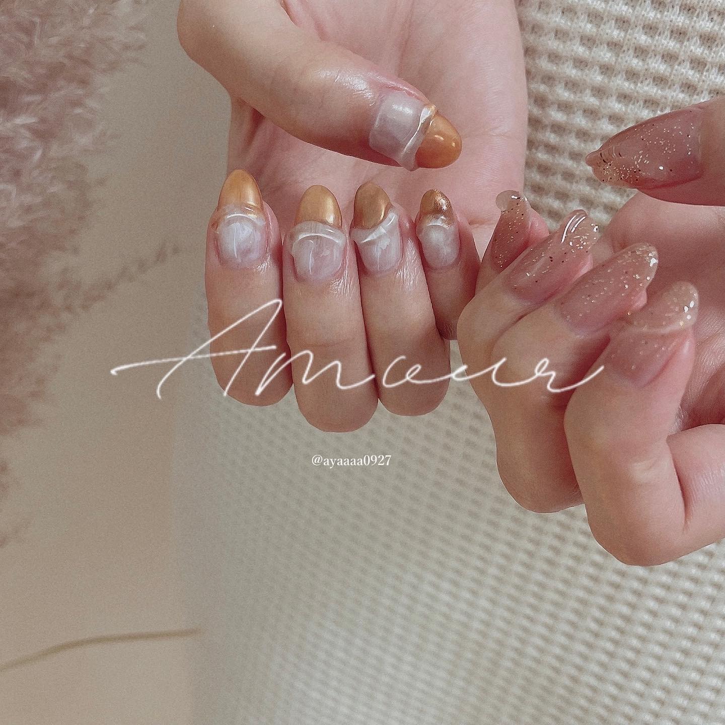 #ぷっくりネイル,#ミラーフレンチネイルのネイルデザイン