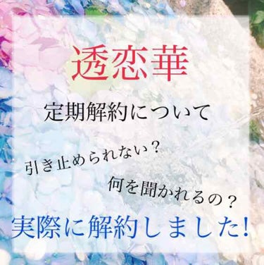 
皆様お久しぶりですrunoです☺︎︎

透恋華を解約しましたのでその時の電話対応について書きます👌🏻

ついに定期4回目購入終わったので解約しちゃいました〜🤗
だって高いんだもん、、お金が、、、

私