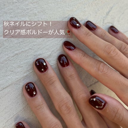 #ネイル,#ジェルネイル,#ショートネイル,#単色ネイル,#ボルドーネイル,#セルフネイルのネイルデザイン