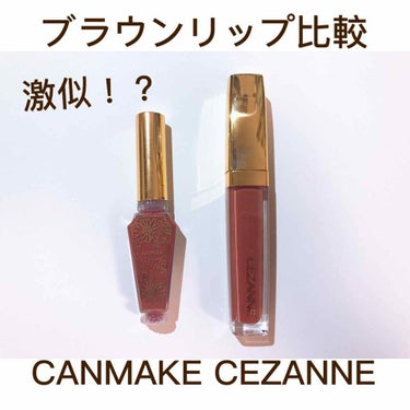 ✓ CEZANNE CANMAKE ブラウンリップ比較！！

どちらも最近でた新色です！

発売した時から似てるな〜と思っていて気になったので比較してみました！

CANMAKEのリップは少し赤みが強く