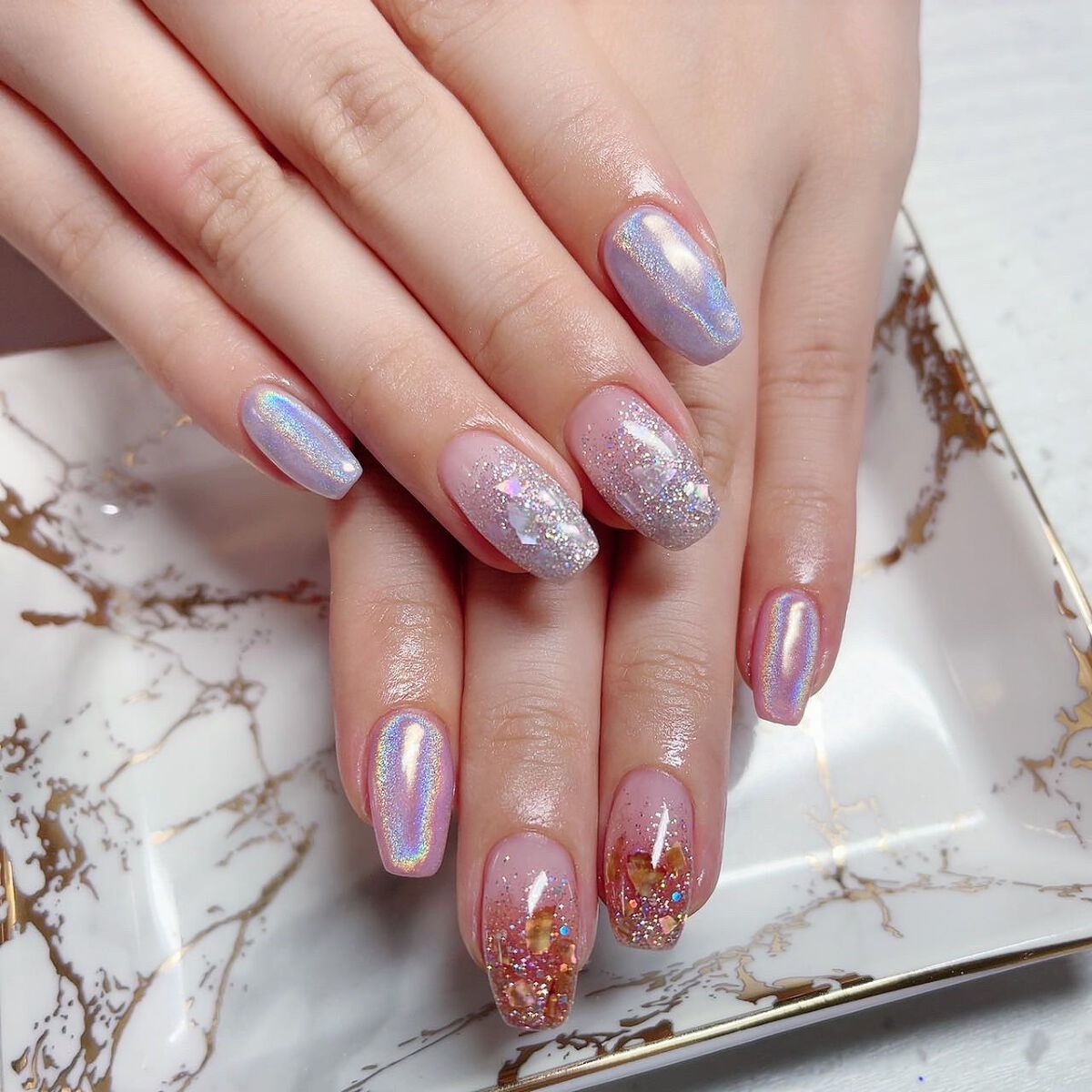 あさひ【フォロバします】 on LIPS 「毎回過去一って思うけど過去一可愛いネイル.#ユニコーンネイル#..」(1枚目)