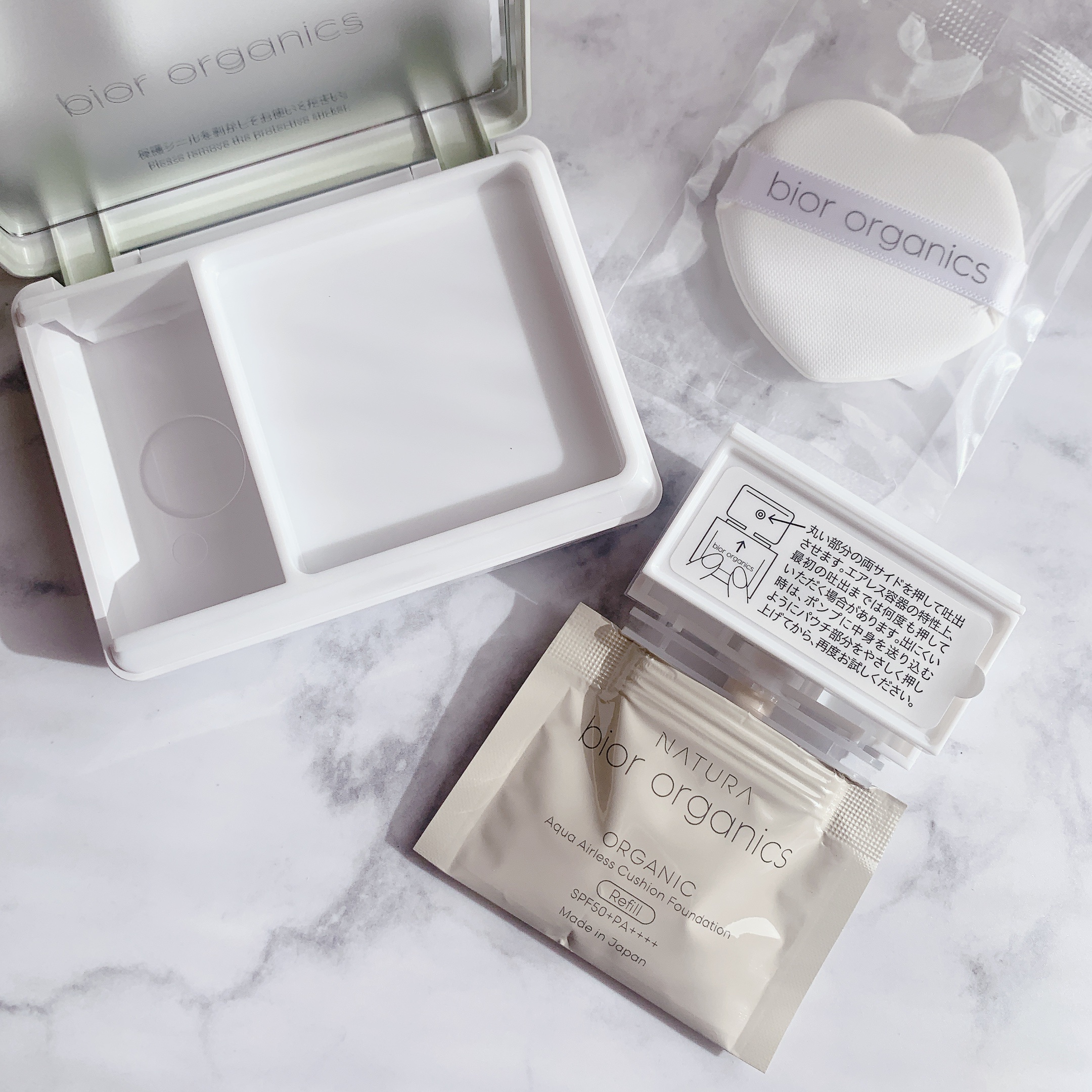 ビオール オーガニックアクア エアレスクッション ファンデーション　ケース　4点 マッシュビューティーラボ】先行予約分は即日完売！TVCMでも話題