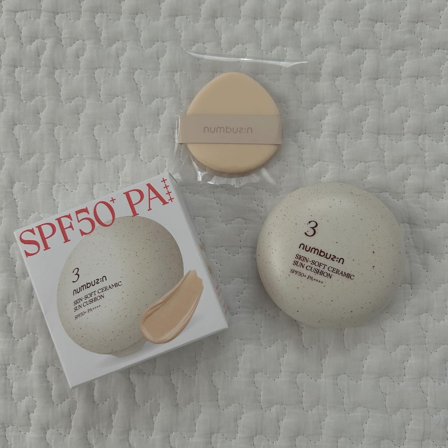 3番 ノーファンデ陶器肌トーンアップクッション/numbuzin/クッションファンデーションを使ったクチコミ(1枚目)