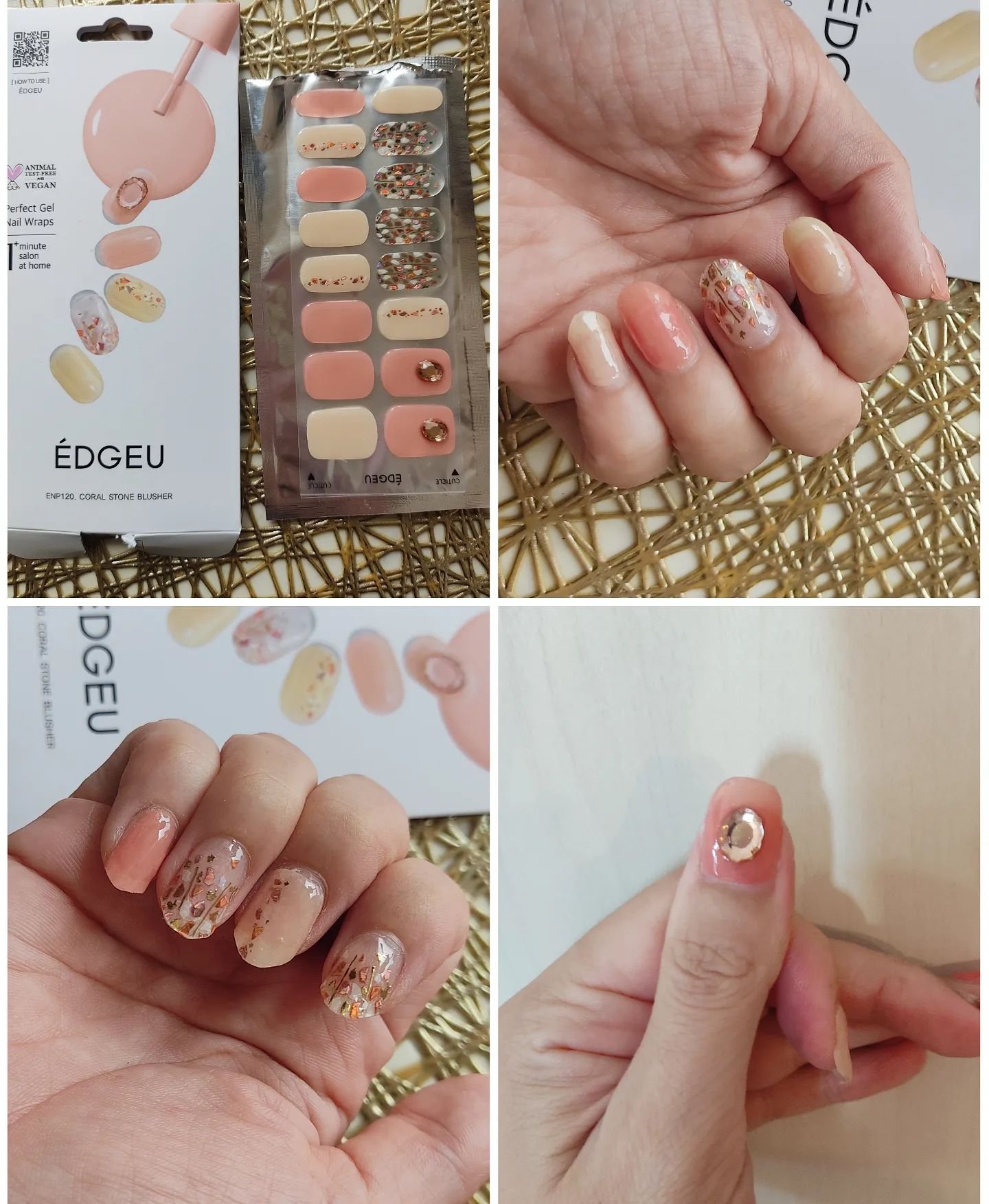 EDGEU ジェルネイルシール ENP120 CORAL STONE BLUSHER /EDGEU/ネイルシールを使ったクチコミ（3枚目）