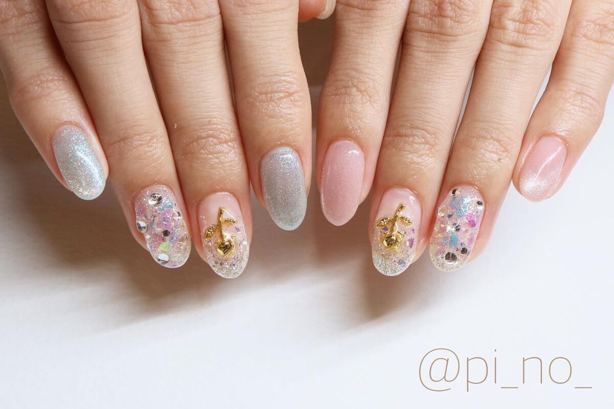 #定額ネイル,#マグネットネイル,#キラキラネイル,#アシメネイルのネイルデザイン