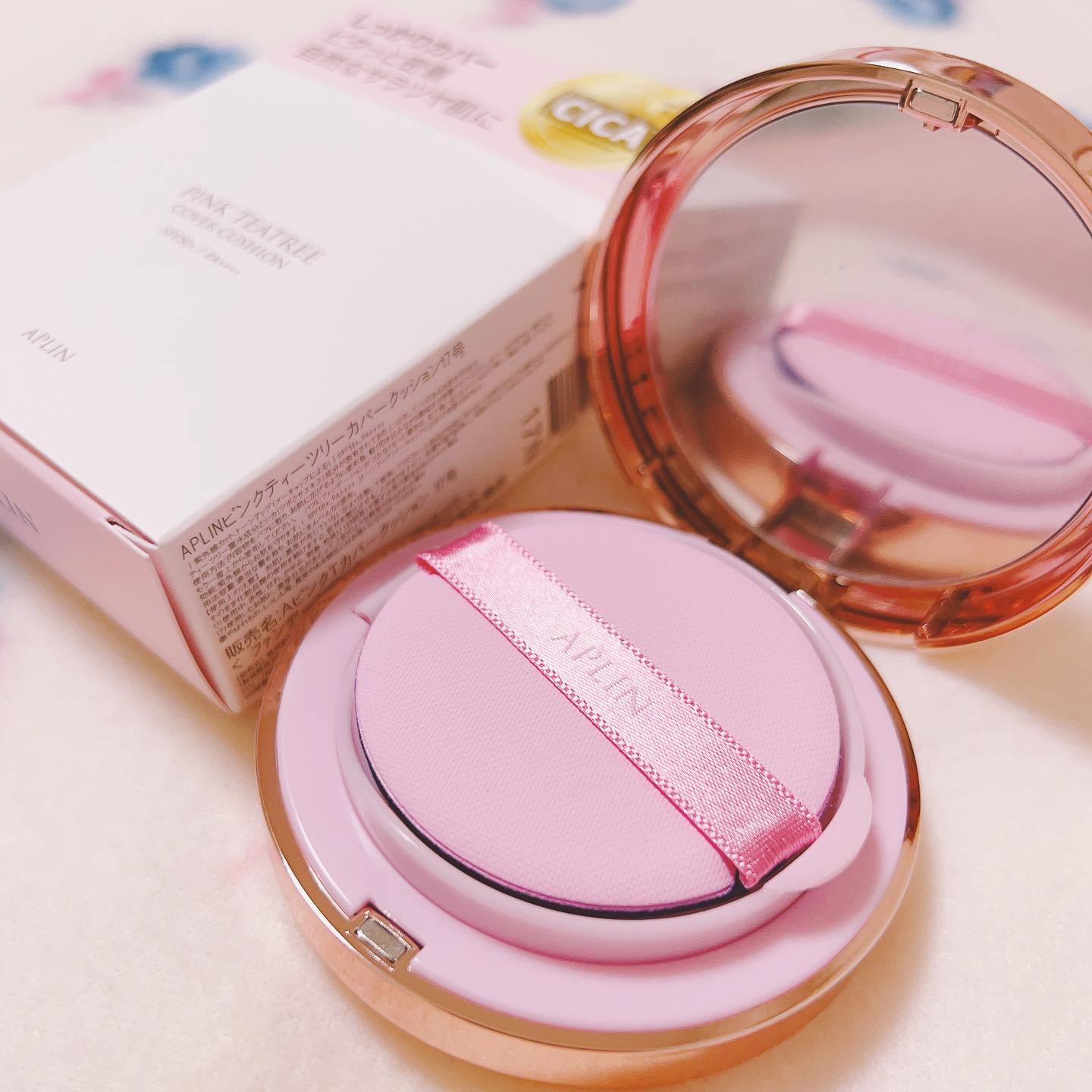 ピンクティーツリーカバークッション/APLIN/クッションファンデーションを使ったクチコミ（3枚目）