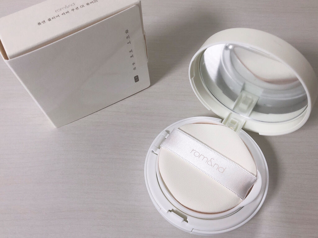 クリアカバークッション 21号 PURE/rom&nd/クッションファンデーションを使ったクチコミ（2枚目）