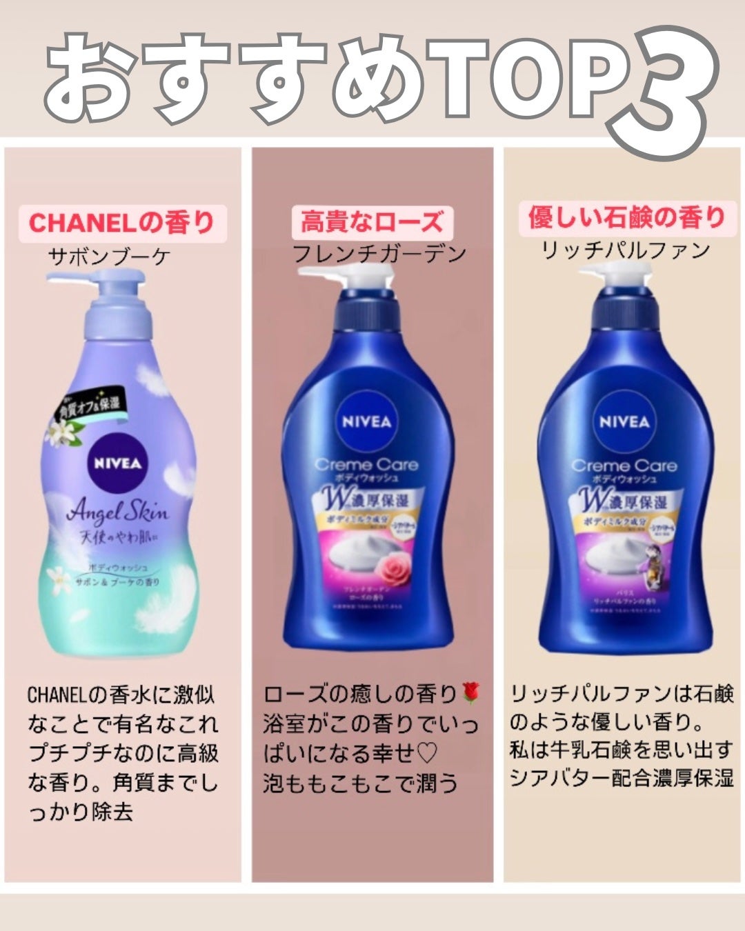 ニベア クリームケア ボディウォッシュ パリスリッチパルファンの香り/ニベア/ボディソープを使ったクチコミ(4枚目)