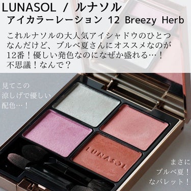 アイカラーレーション 12 Breezy Herb/LUNASOL/パウダーアイシャドウを使ったクチコミ（2枚目）